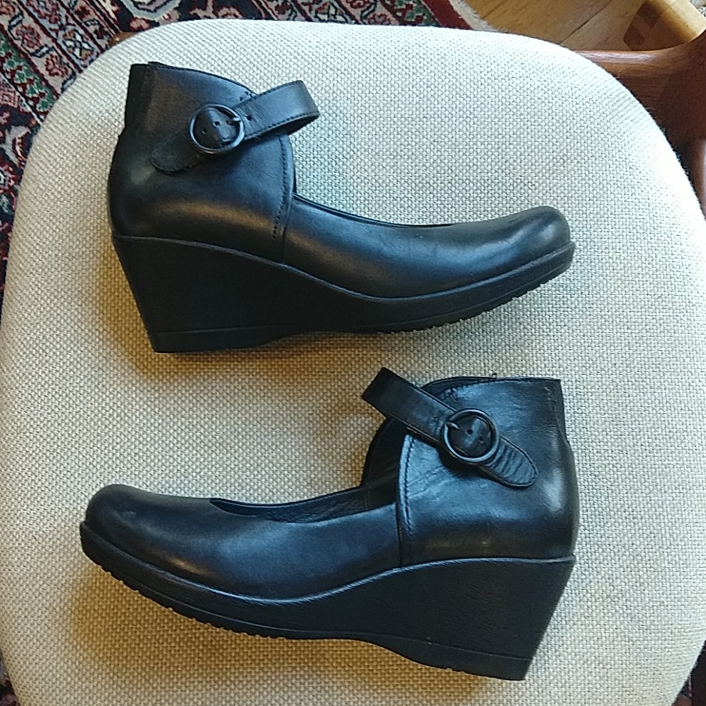Dansko Rebel ankle strap wedge pump